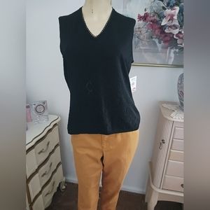 NWT Valerie Steven's Black top. 83% Silk  11% Polyester & 6%Metallic.